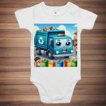 Cartoon Garbage Truck design - Baby Onesie Romper
