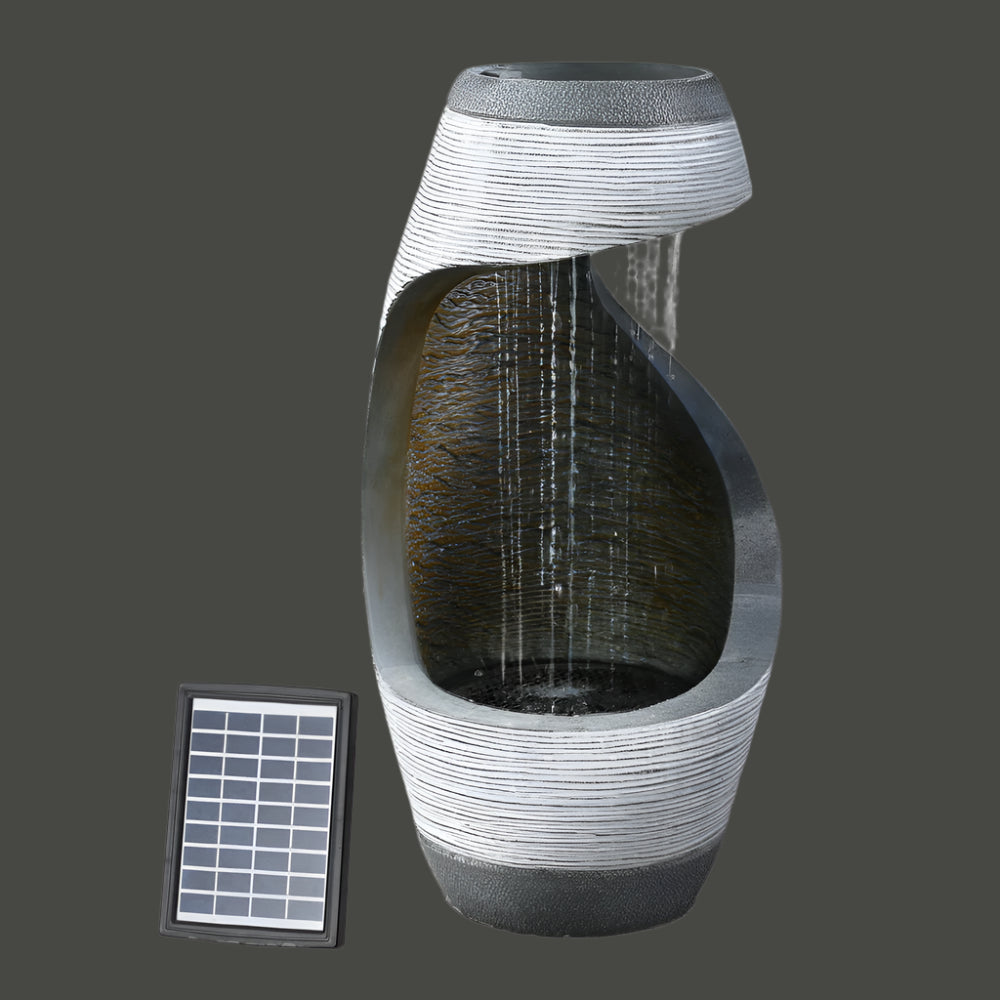 Solar Fountain Water Feature Bird Bath Outdoor Garden Cascade 48CM Grey