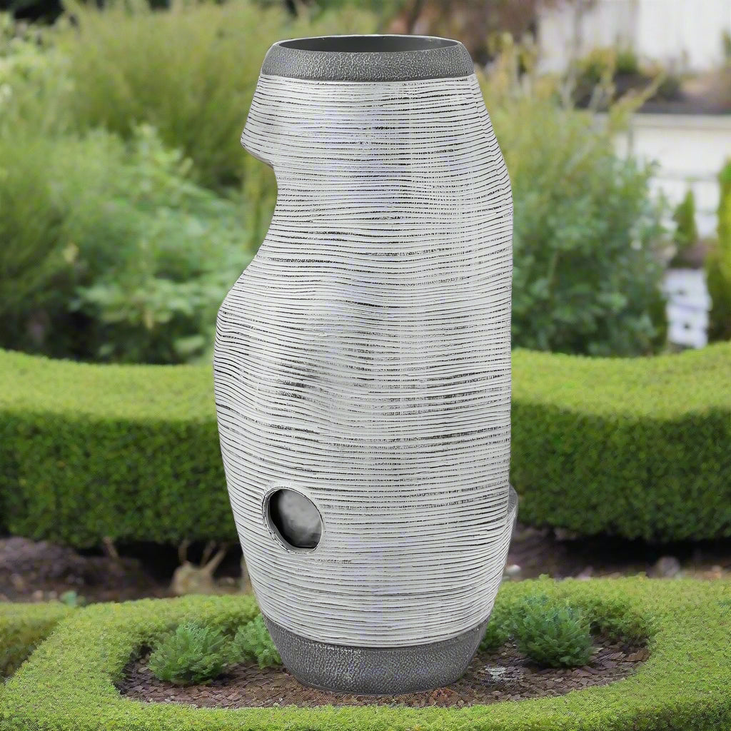 Solar Fountain Water Feature Bird Bath Outdoor Garden Cascade 48CM Grey