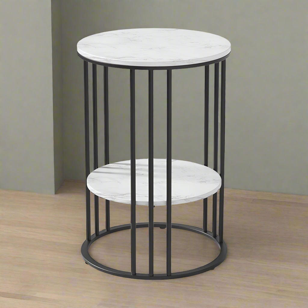 Artiss Coffee Table 2-Tier Round Marble Effect