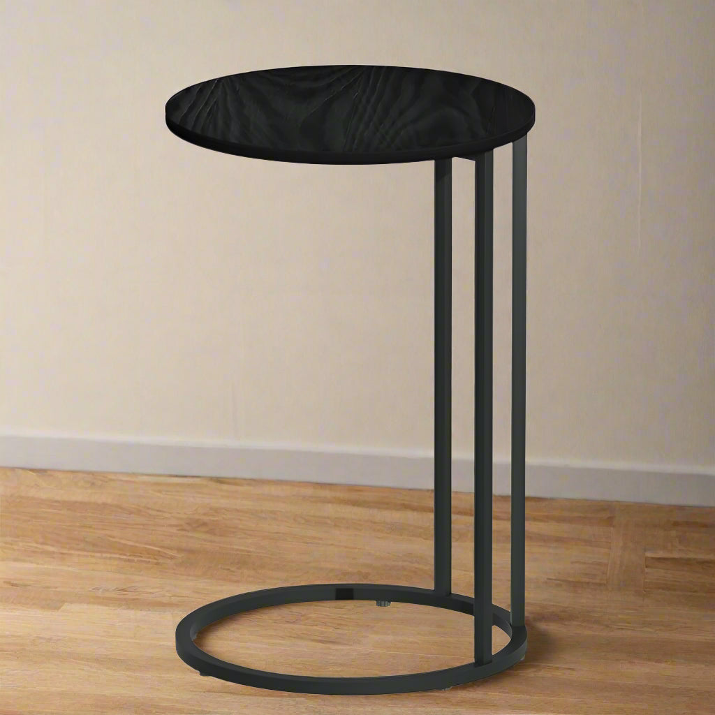 Artiss Coffee Table Side Table Round Black Martha
