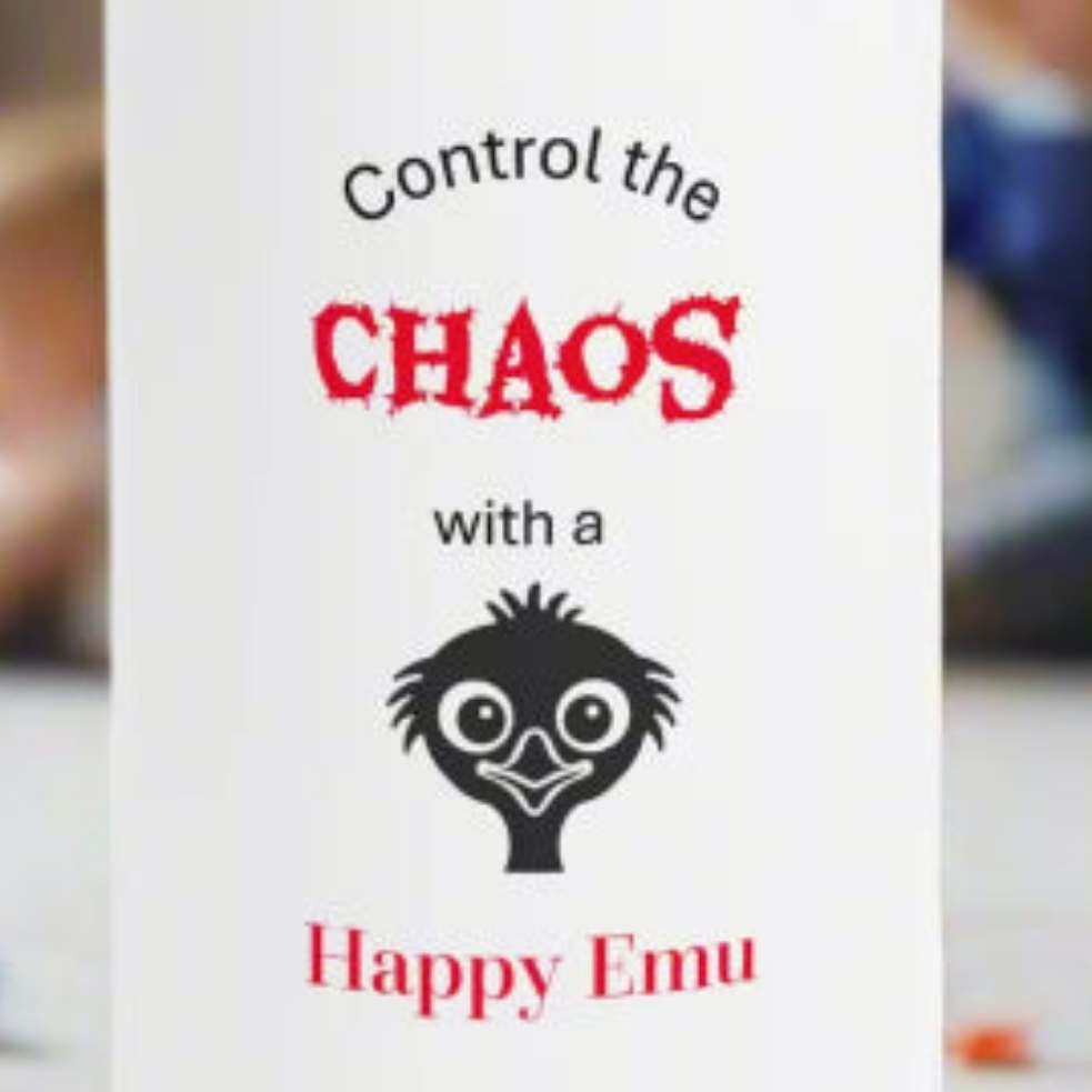 Control The Chaos Happy Emu 17oz Stainless Steel Insulated Drink Bottle for Hot or Cold