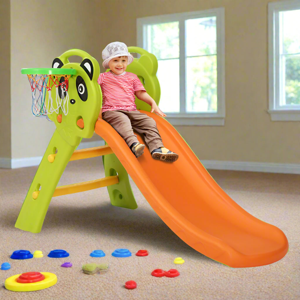 Keezi Kids Slide Set Basketball Hoop Indoor Outdoor Playground Toys 100cm Orange