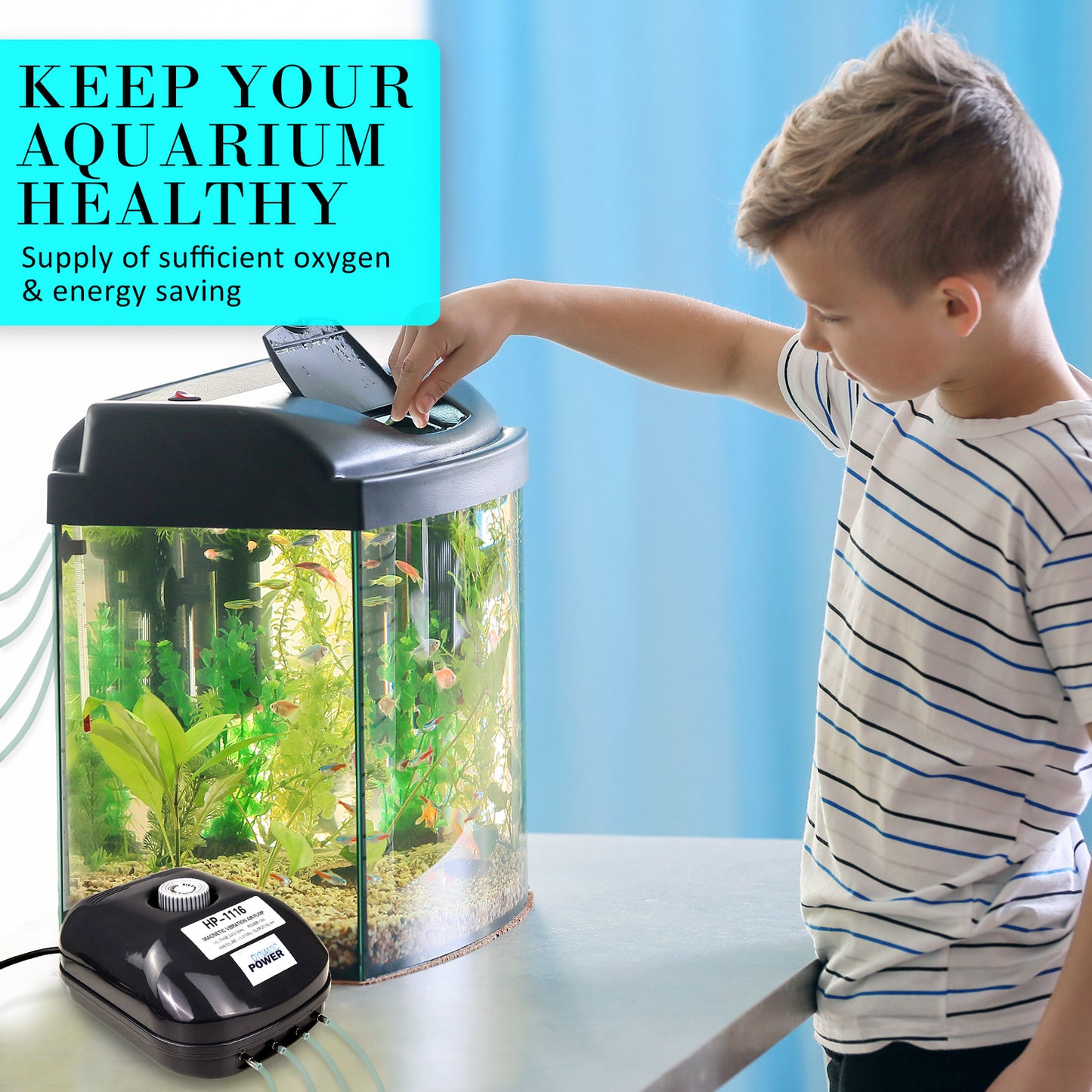 Aquarium/Pond Air Pump Oxygen Hydroponic 4 Outlet 360L/H 13W