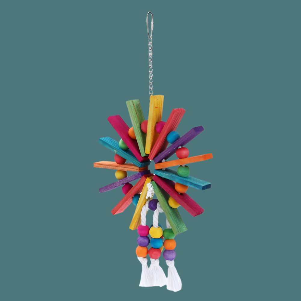 YES4PETS 4 X Assorted Wood Large Hanging Swing Bird Parrot Parakeet Cockatiel Budgie Toys