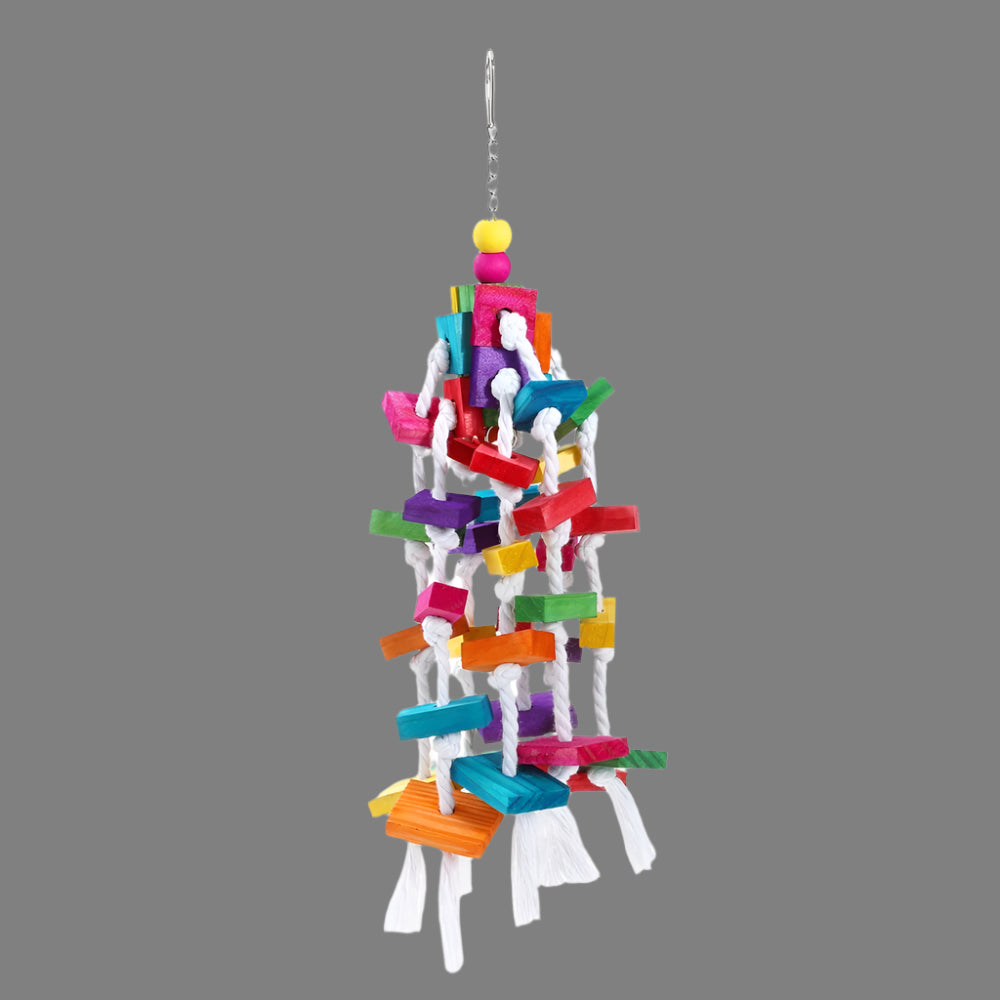 YES4PETS 4 X Assorted Wood Large Hanging Swing Bird Parrot Parakeet Cockatiel Budgie Toys
