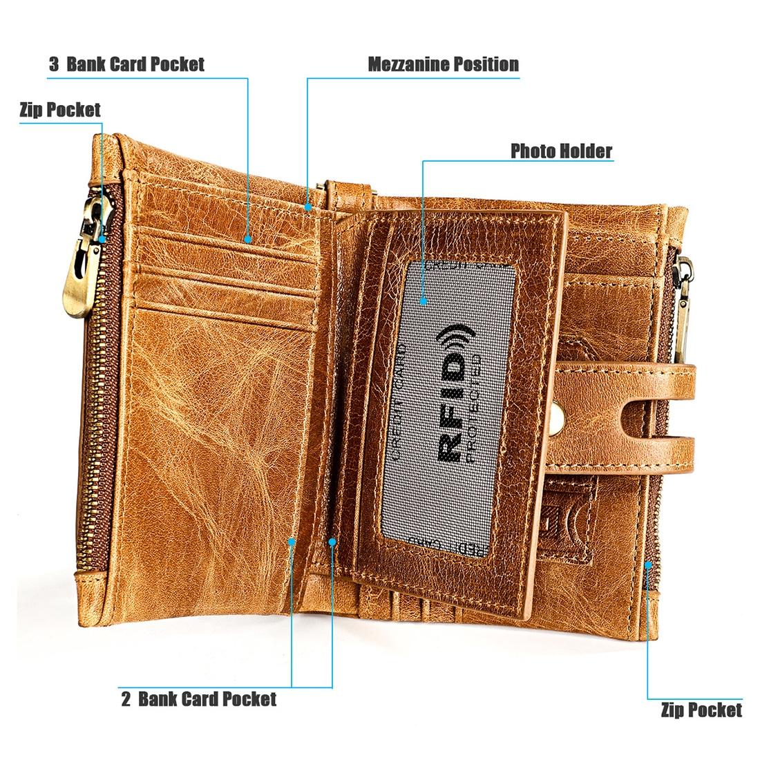 Men Rfid Leather Wallet with Card Slots - Black