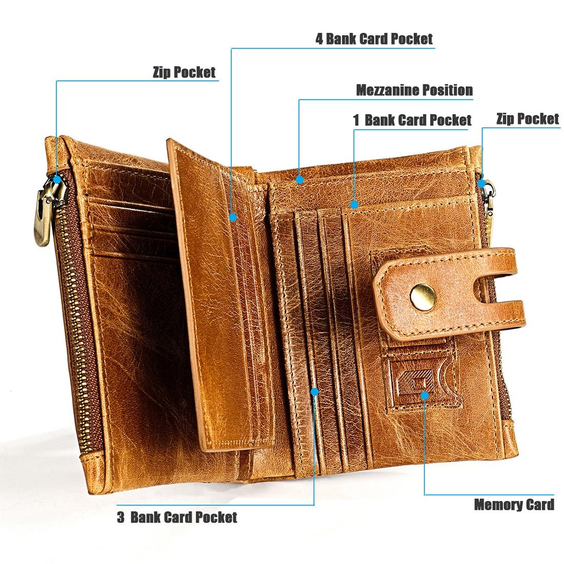 Men Rfid Leather Wallet with Card Slots - Black