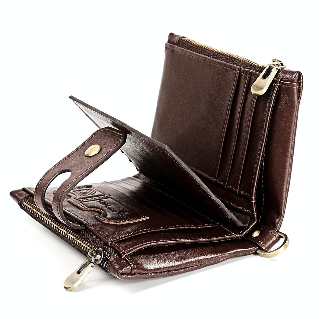 Men Rfid Leather Wallet with Card Slots - Black