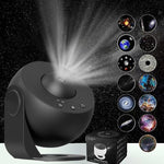High-Definition Focusable Starry Galaxy Projector Lamp - Creative Bedroom Mood Light with 13 Film Slides (Black or White))