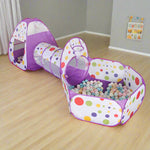 3-in-1 Kids Play Tent Set - Foldable Indoor/Outdoor Tunnel and Ball Pit