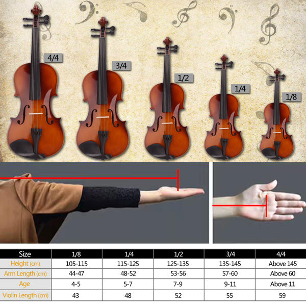Solid Wood Violin with a Case - Full Size