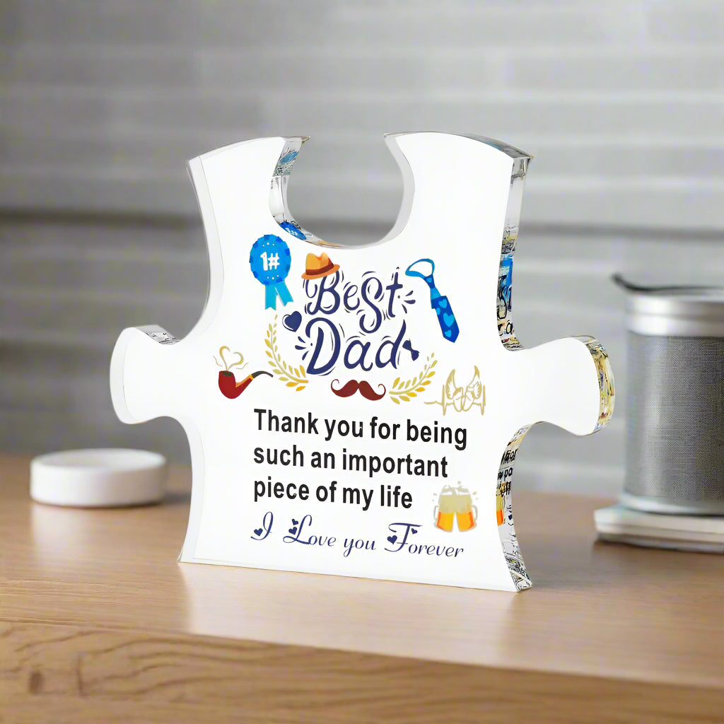 Best Dad Acrylic Puzzle Decoration Gifts for Dad Plaque Stand Home Decoration