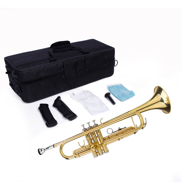 Drop B Tone Adjustable Trumpet, Gloves and Trumpet Box Set Plaint Golden