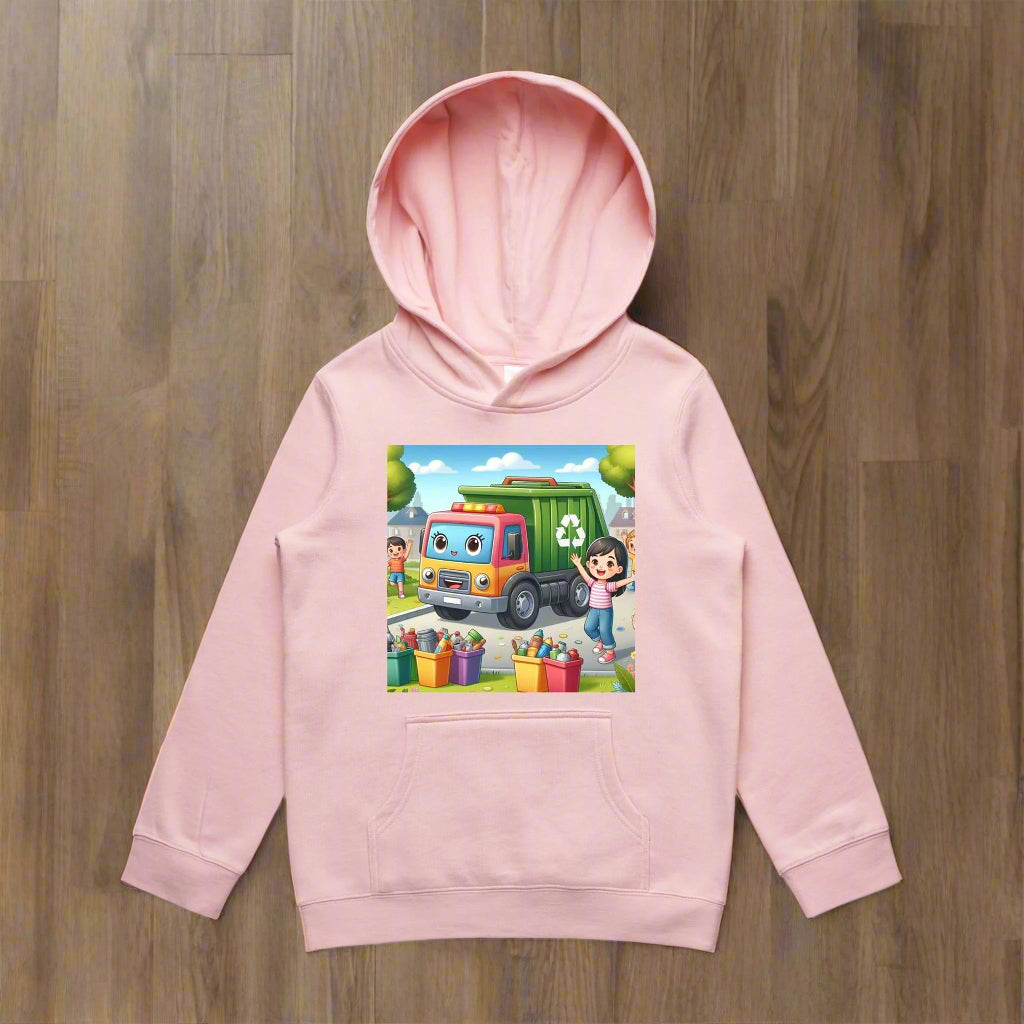 Fun Rubbish Truck Design Hoodie for kids