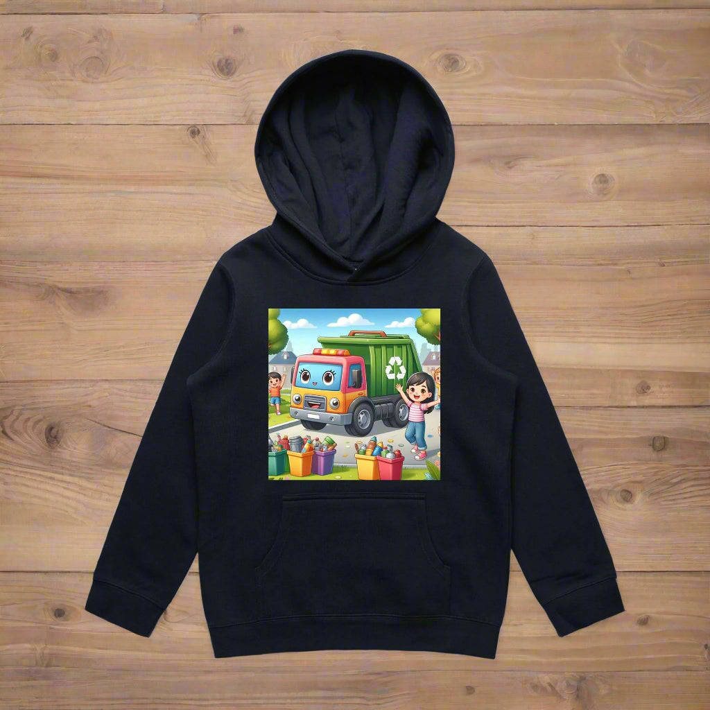 Fun Rubbish Truck Design Hoodie for kids
