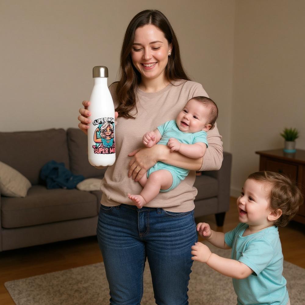 Super Woman, Super Mum Drink Bottle – 17oz Stainless Steel, Insulated, Leak-Proof Cover