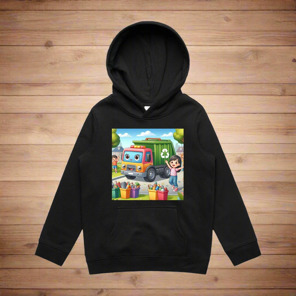 Fun Rubbish Truck Design Hoodie for kids