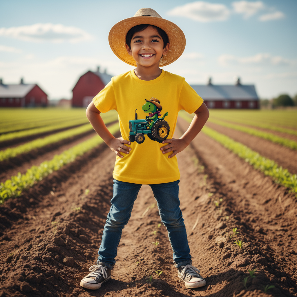 Dinos and Tractors Kids T-Shirt