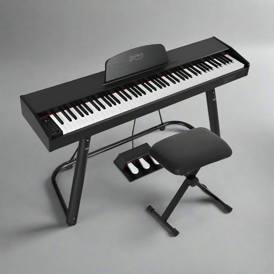 Alpha 88 Keys Electronic Piano Keyboard Digital Electric w/ Stand Stool Weighted