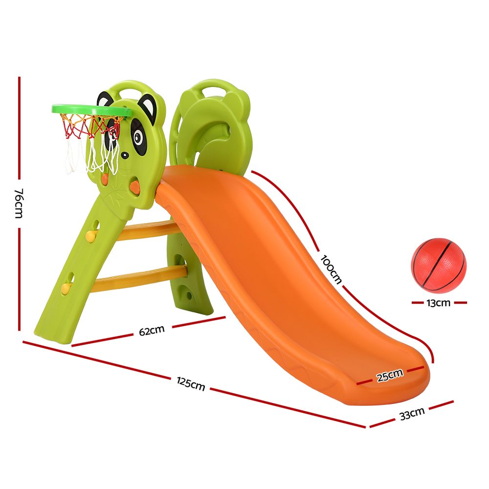 Keezi Kids Slide Set with Basketball Hoop Indoor Outdoor Playground Toys 100cm Orange