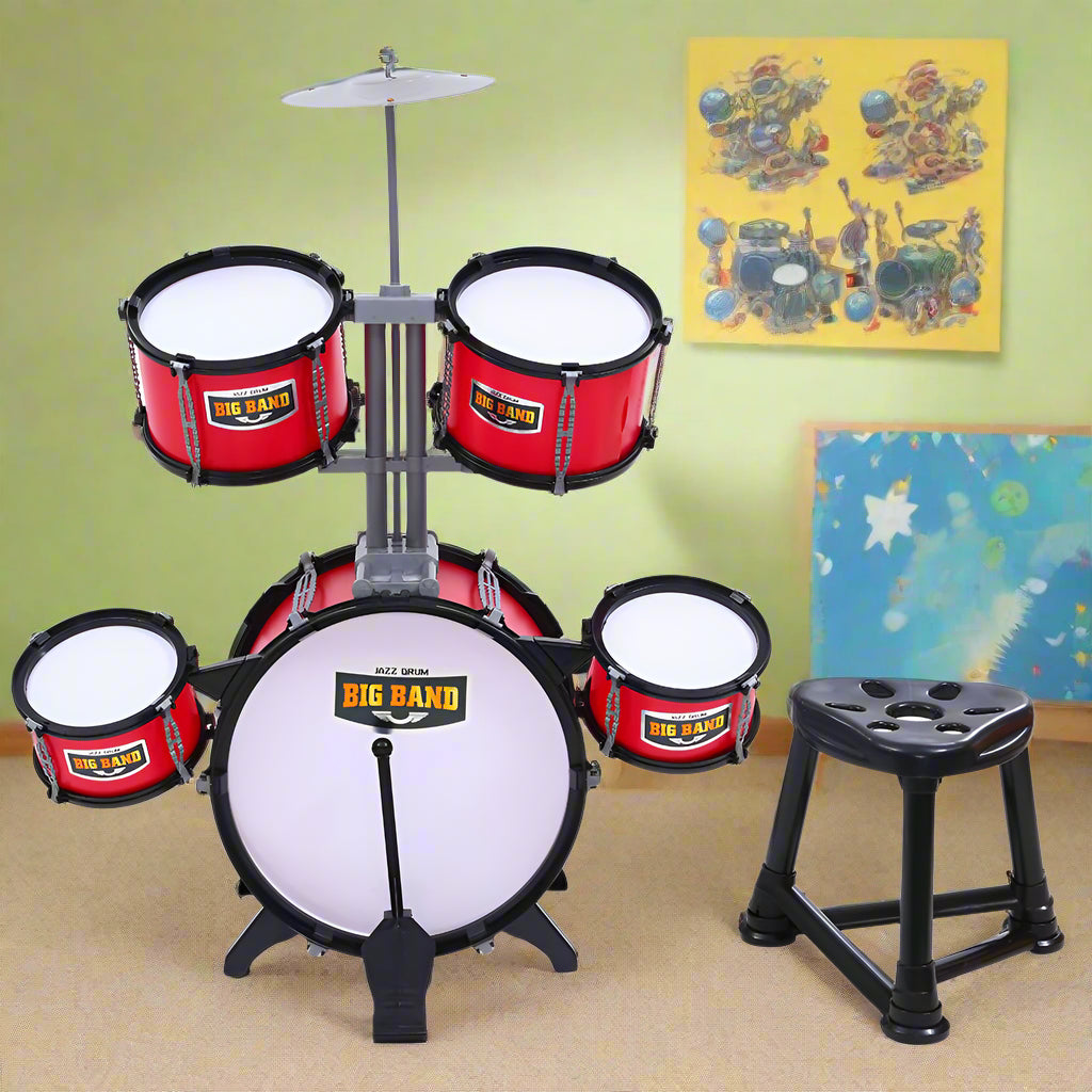 Keezi Kids 7 Drum Set Junior Drums Kit Musical Play Toys Childrens Mini Big Band