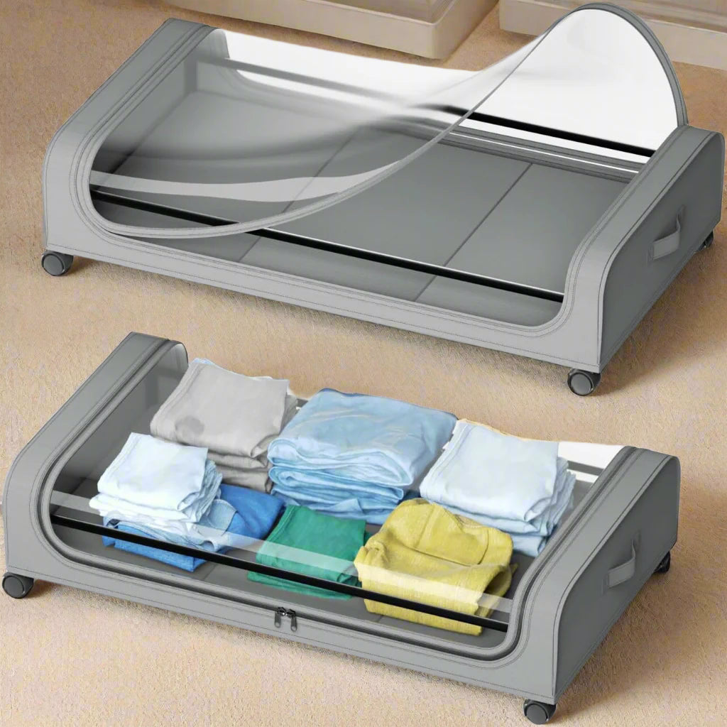 Set 2 Pcs XXL Under Bed Rolling Storage Containers with 50L Large Capacity and Wheels