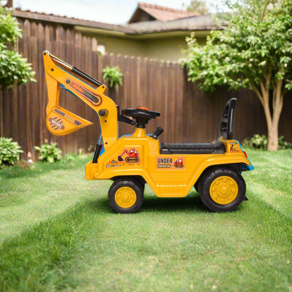 Ride-on Children's Excavator (Yellow) w/ Dual Operation Levers to Scoop