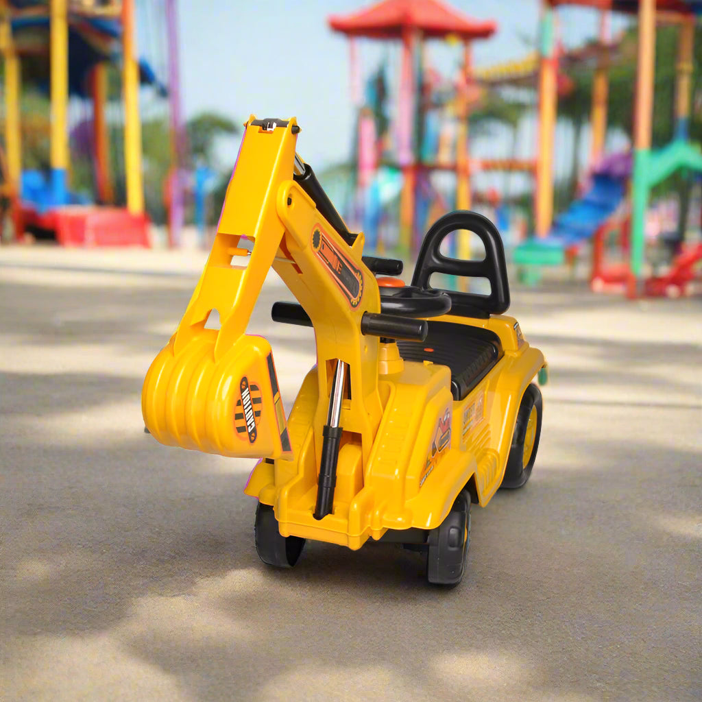 Ride-on Children's Excavator (Yellow) w/ Dual Operation Levers to Scoop