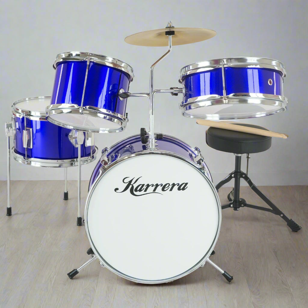 Karrera Children's 4pc Drum Kit - Blue or Black