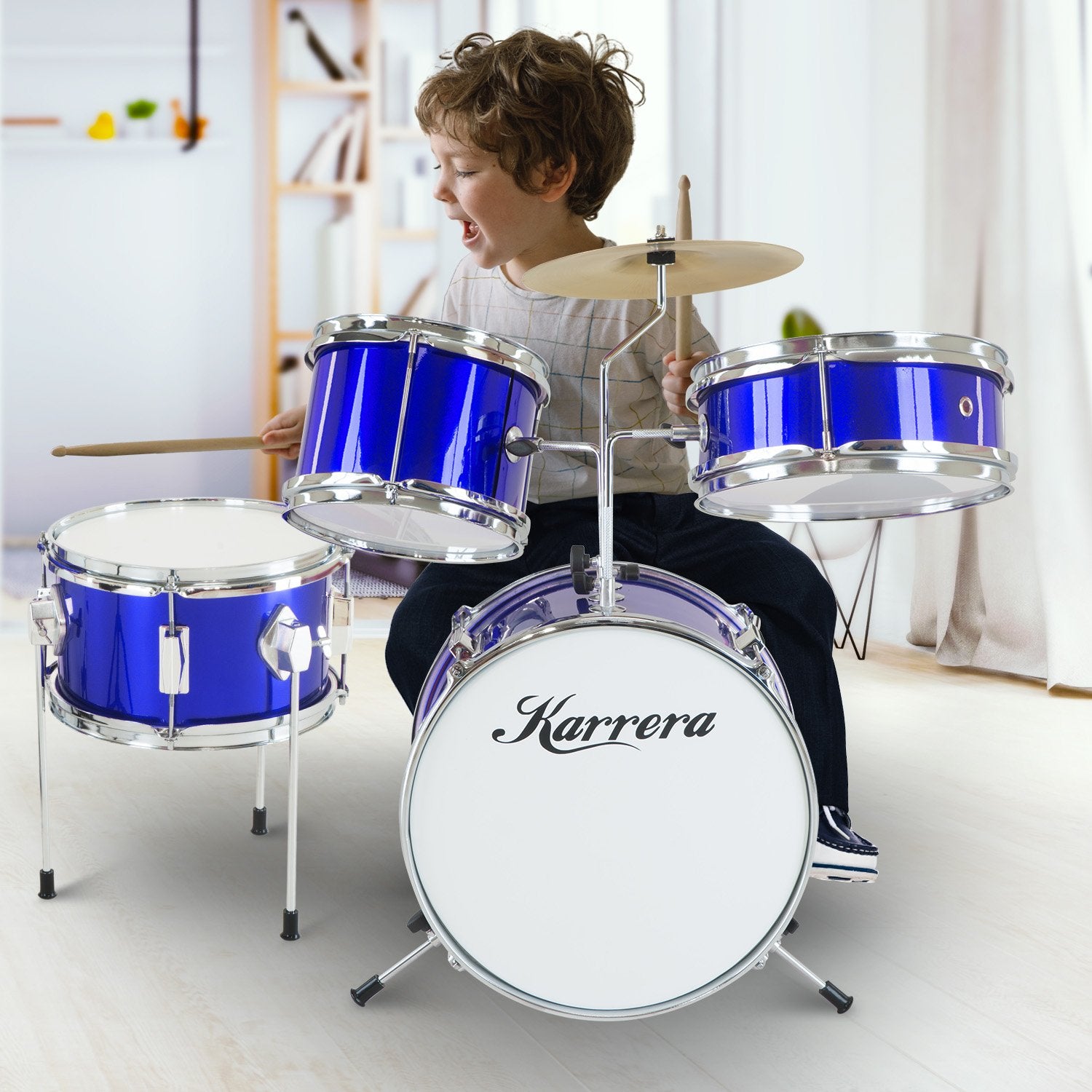 Karrera Children's 4pc Drum Kit - Blue or Black