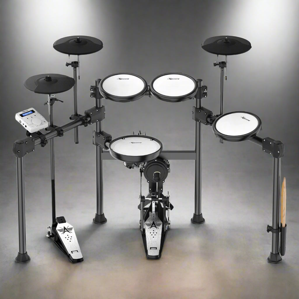 Karrera X23 Electronic Drum Kit With Quiet Mesh Drum Heads, Editable Sound Kits, Kick Pedal And Silicone Kick Drum, Usb Midi And 420 Sound