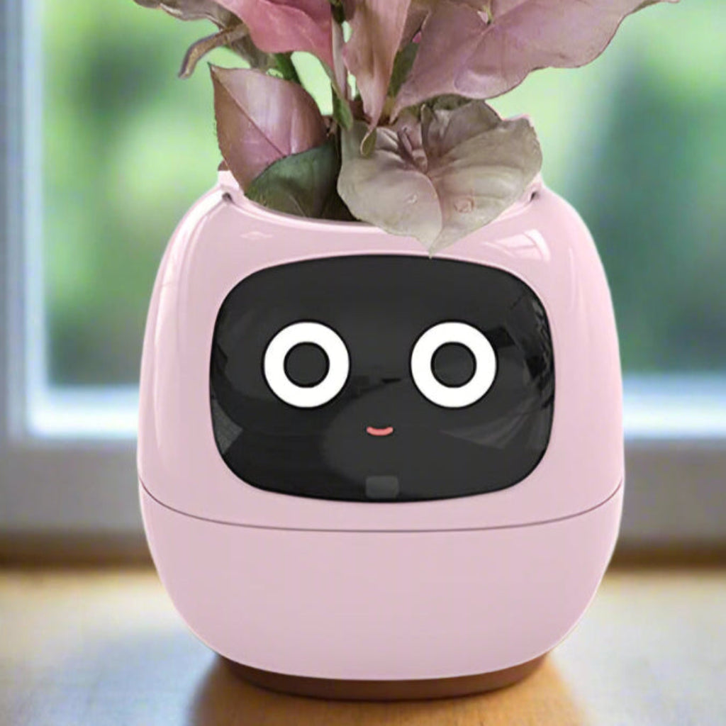 Intelligent Flower Pot, Electronic Bud, Maintenance Plant Assistant, Fun Interactive Flower Pot, Indoor Green Planting Monitoring, LCD Screen Display, Cell Phone APP Connection (Pink, White or Purple)