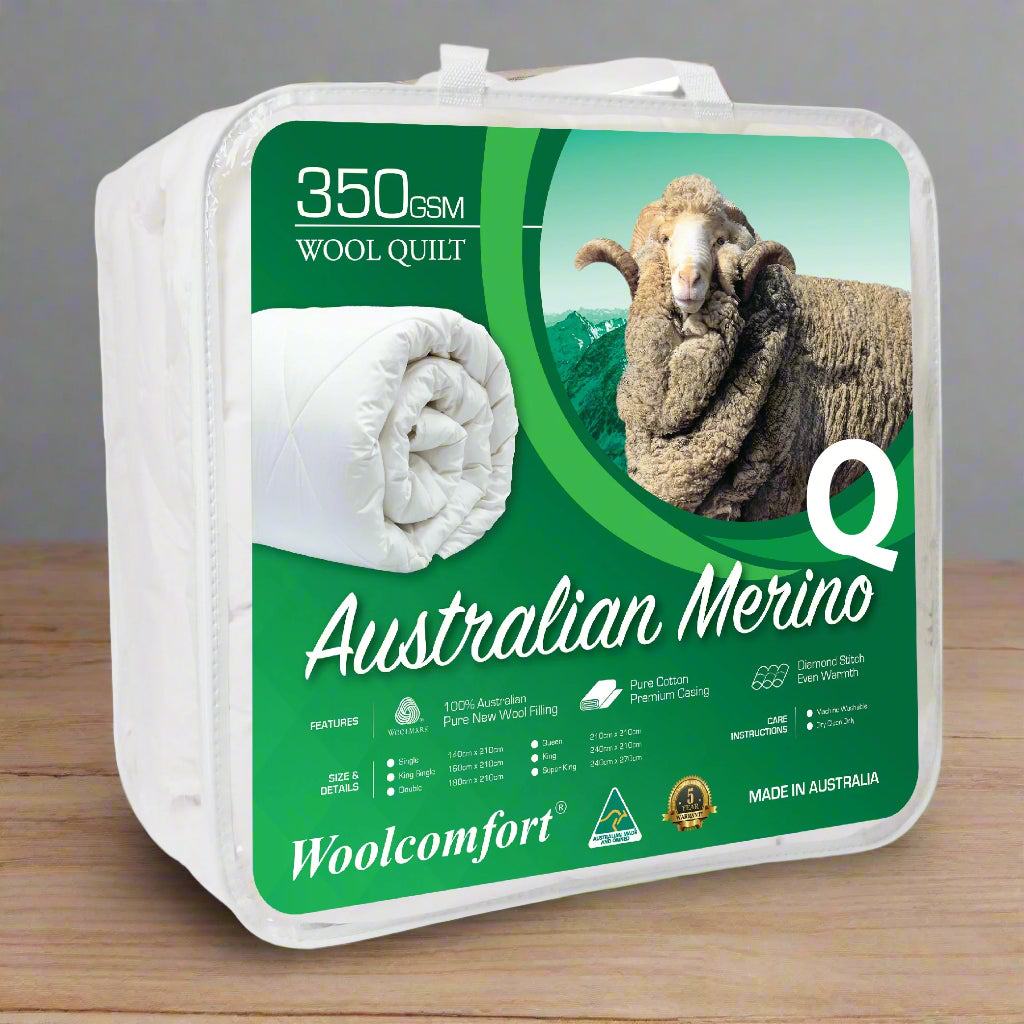 Woolcomfort Aus Made Merino Wool Quilt 350GSM 140x210cm S/D/Q/K