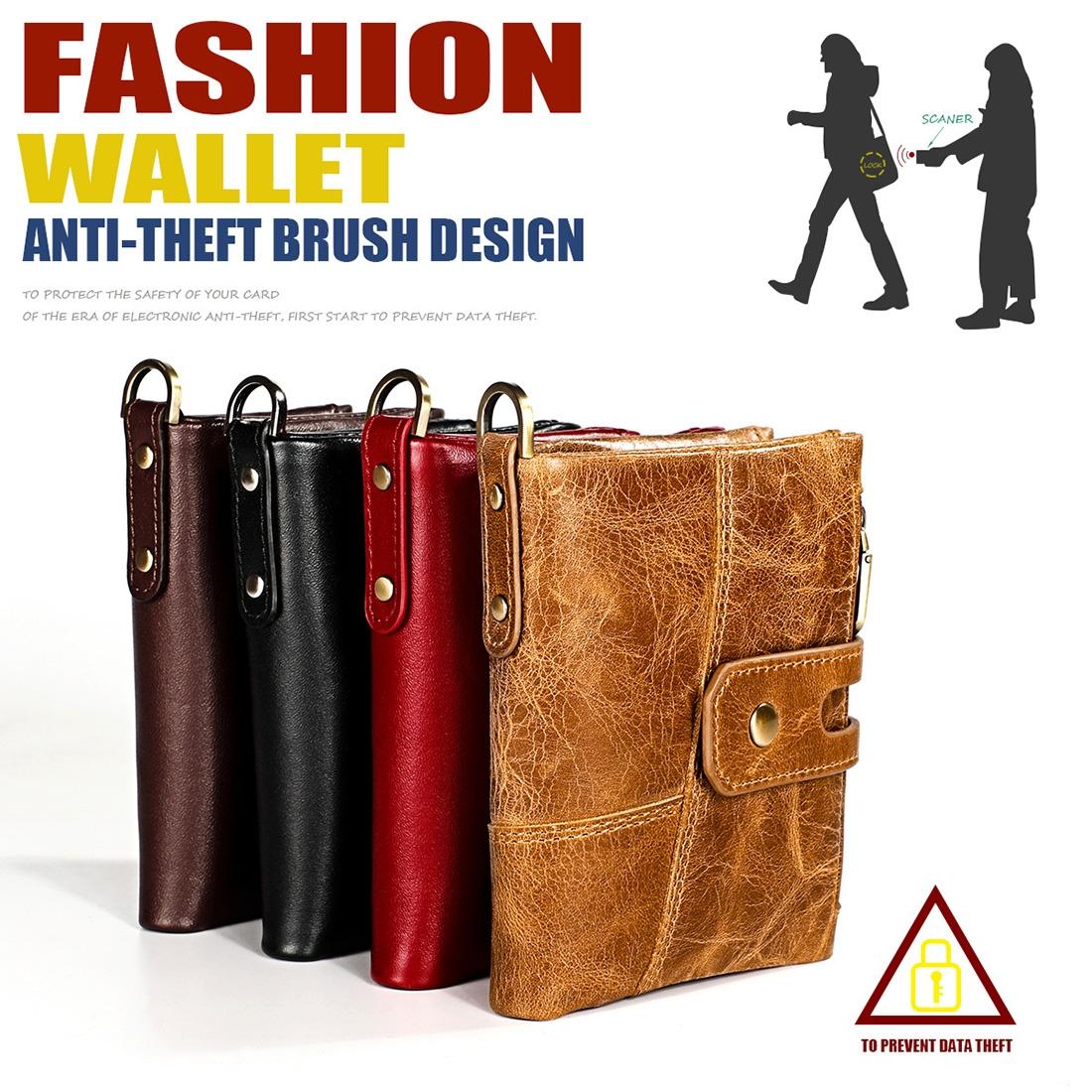 Men Rfid Leather Wallet with Card Slots - Black