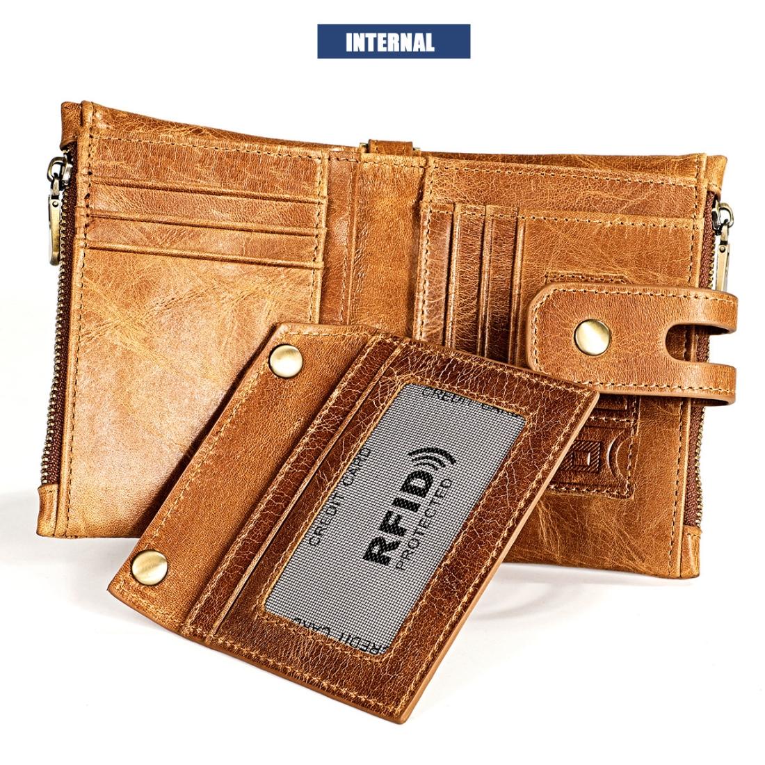 Men Rfid Leather Wallet with Card Slots - Black