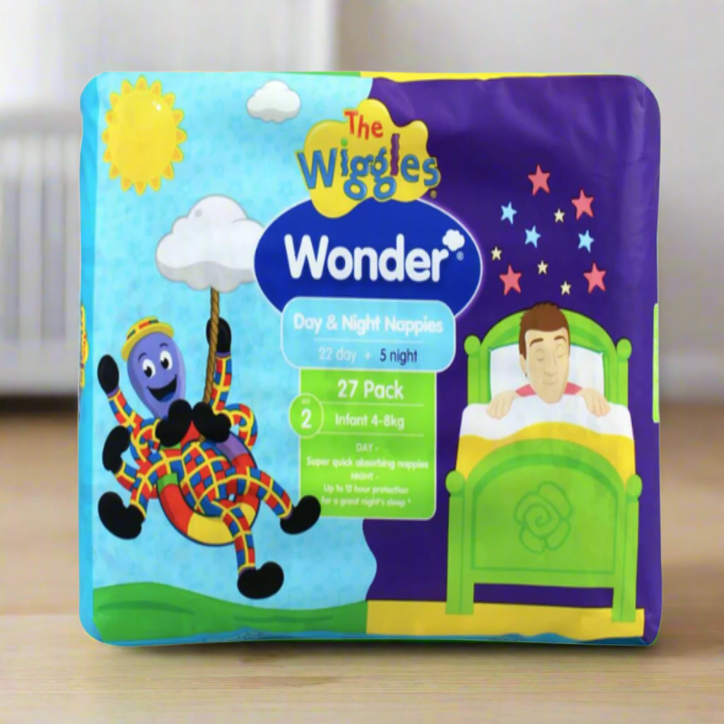 Wonder Pk27 The Wiggles Day & Night Nappies Infant 4 - 8 Kg Size 2