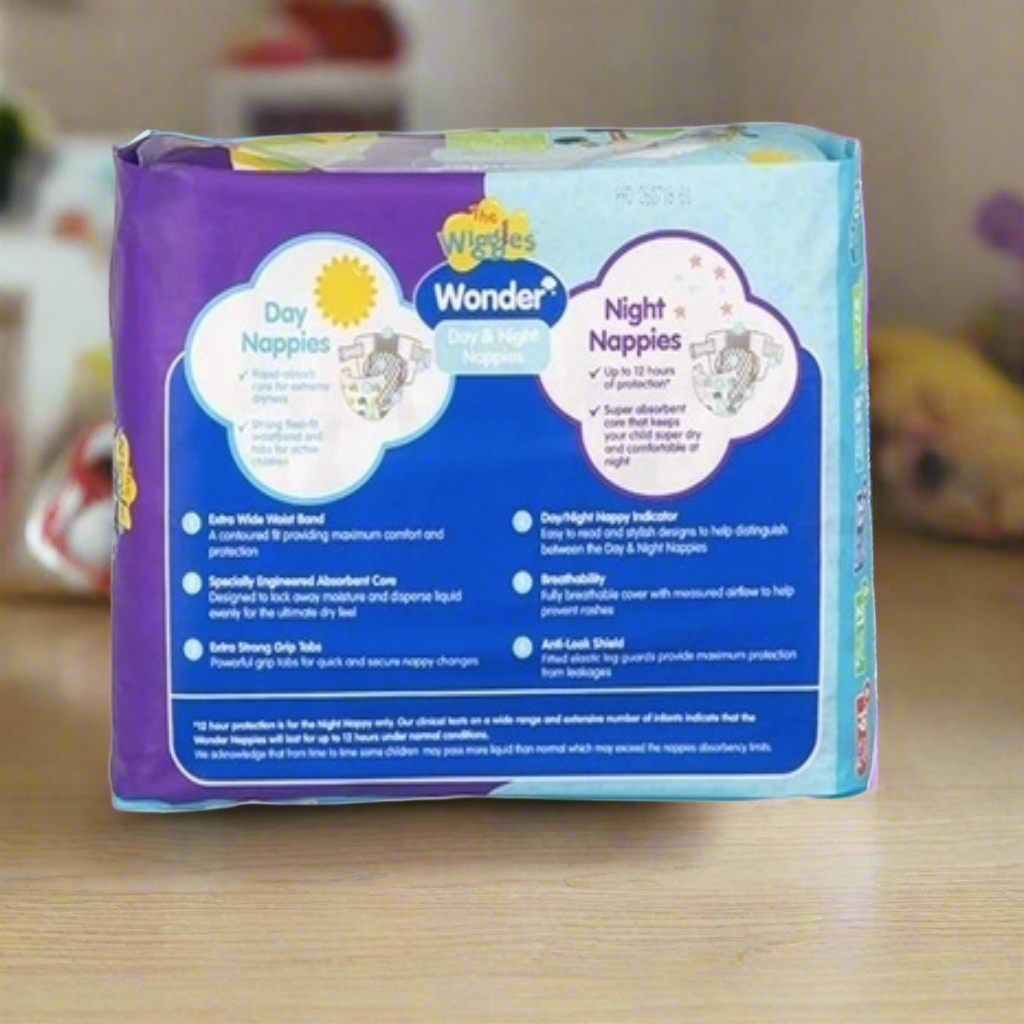 Wonder Pk27 The Wiggles Day & Night Nappies Infant 4 - 8 Kg Size 2