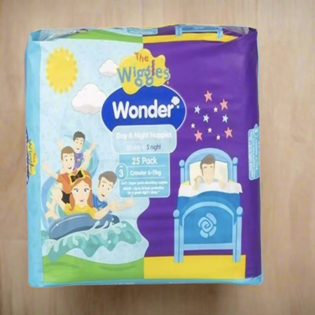 Wonder Pk25 the Wiggles Day & Night Nappies Crawler 6 - 11 Kg Size 3