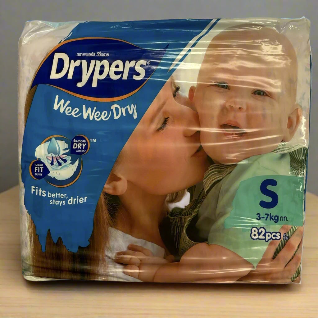 1pk 82 Drypers Baby Wee Wee Dry Nappies - Small 3-7Kg