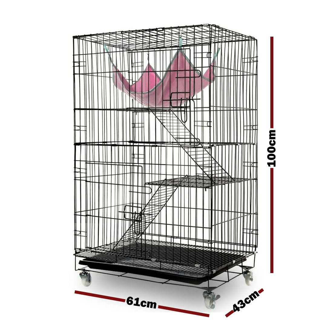 3 Level Small Animal Cage Ferret Rat Hamster Pet Cage Castor L