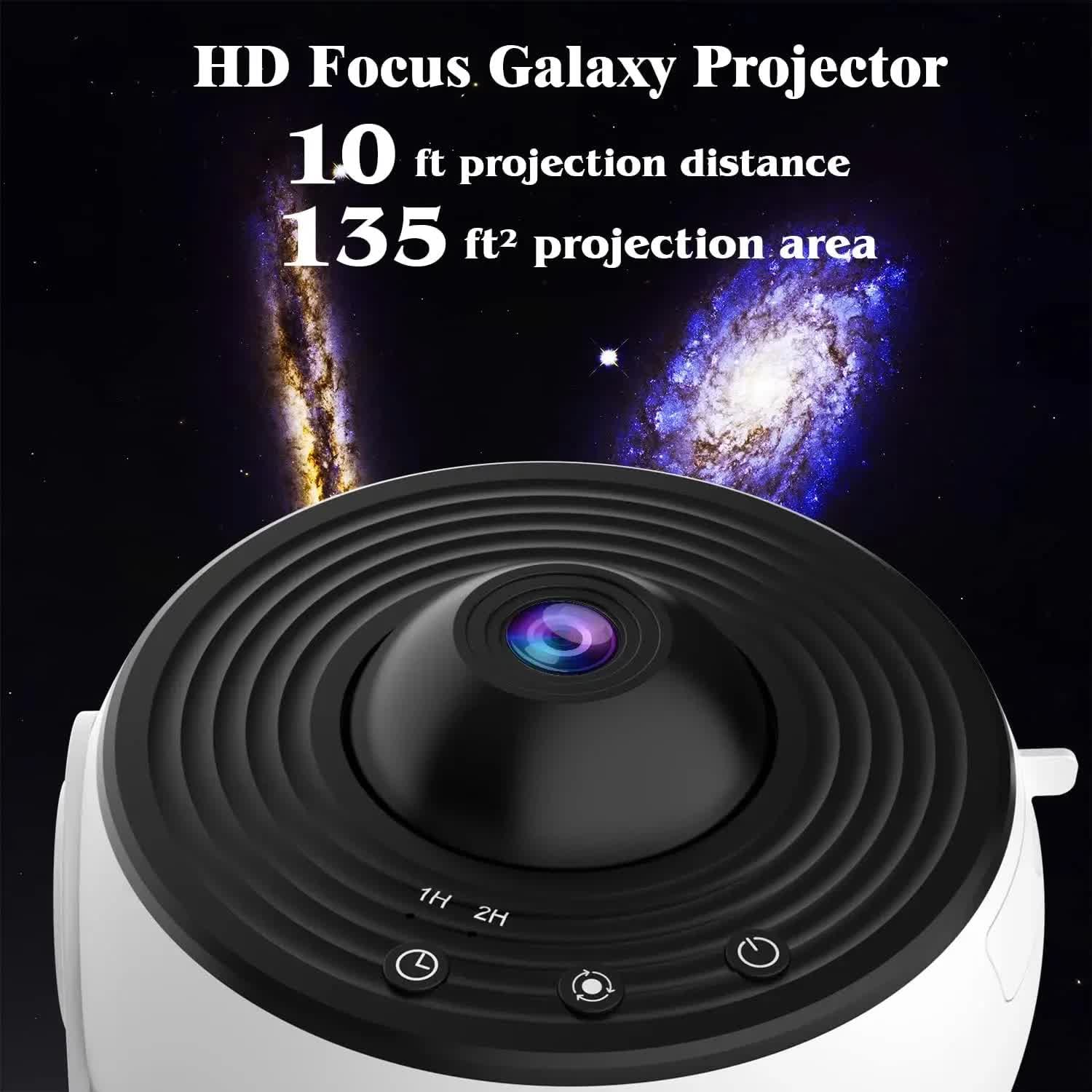High-Definition Focusable Starry Galaxy Projector Lamp - Creative Bedroom Mood Light with 13 Film Slides (Black or White))
