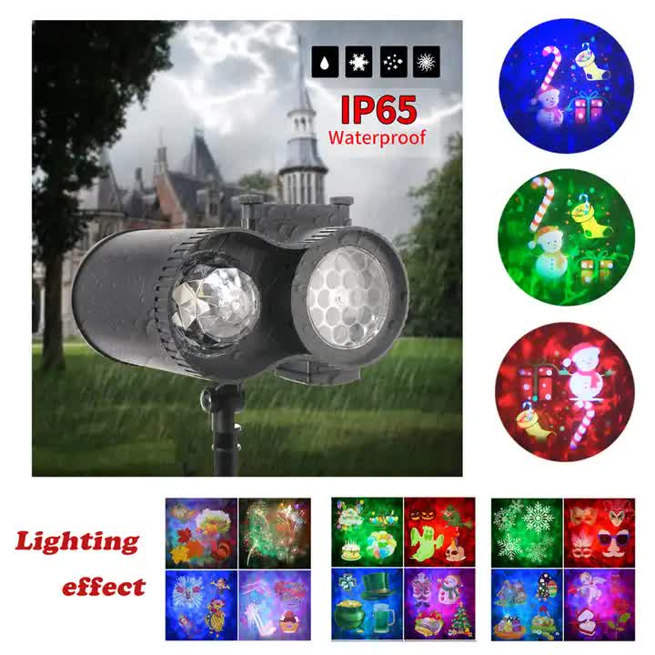 LED Halloween & Christmas Dynamic Water Ripple Animation, Replaceable 12 Slides, Stake or Stand Mountable