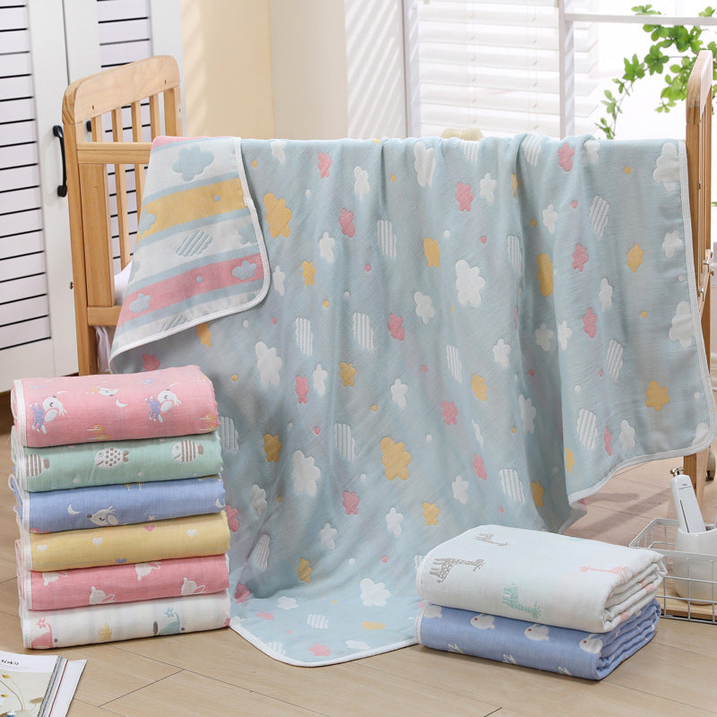 6-Layer Muslin Baby Blanket - 9 Cute Designs to Choose - Soft Cotton Bedding for Infants and Toddlers, 110x110cm