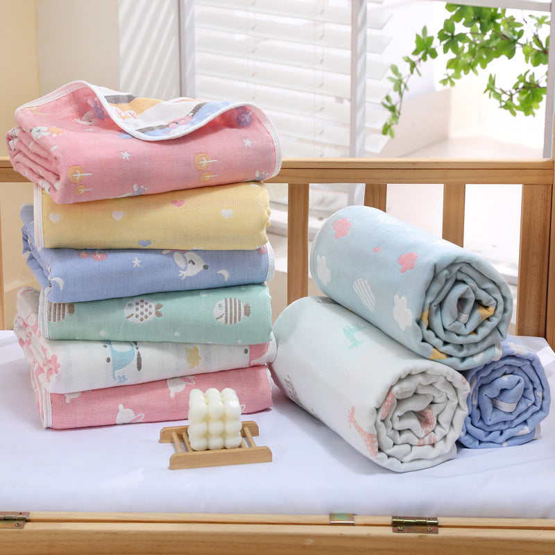 6-Layer Muslin Baby Blanket - 9 Cute Designs to Choose - Soft Cotton Bedding for Infants and Toddlers, 110x110cm
