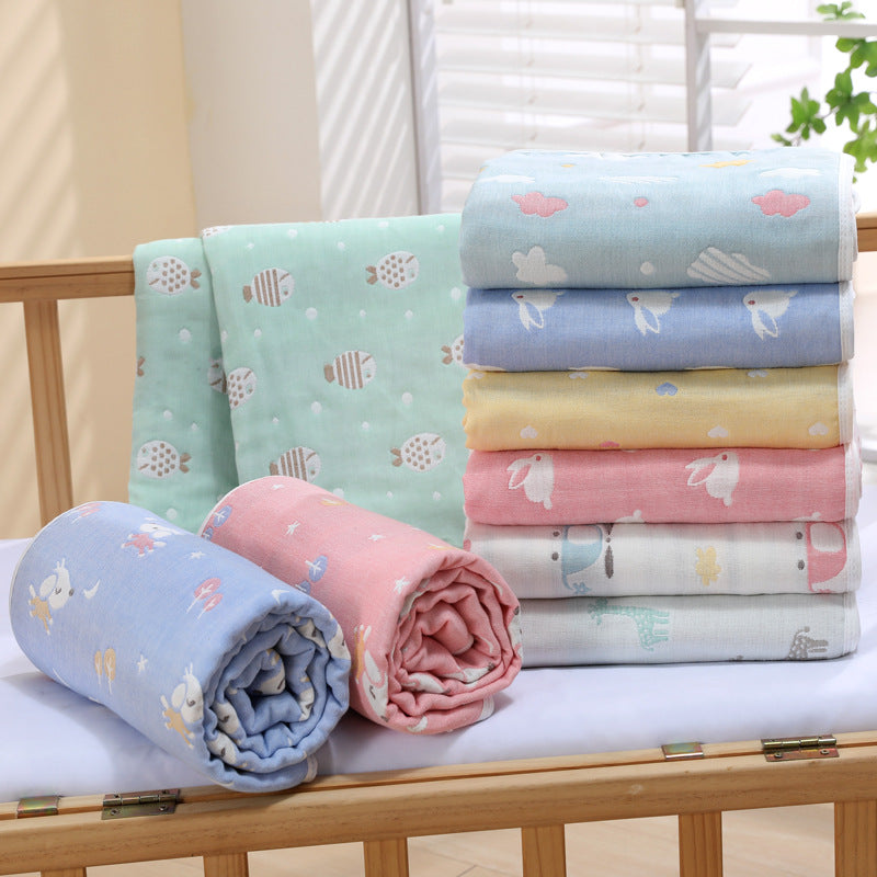 6-Layer Muslin Baby Blanket - 9 Cute Designs to Choose - Soft Cotton Bedding for Infants and Toddlers, 110x110cm