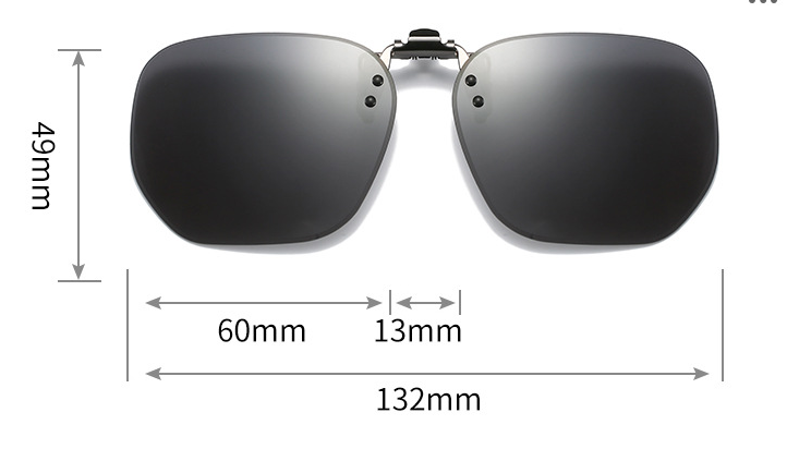 Quickred 2-Piece Flip-Up Sunglasses Clip-On Set for Glasses - UV-Protective Square Polarized Lenses for Driving