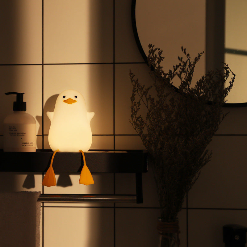 Cute Gull Silicone Night Light - Tap Control, USB Rechargeable, Kids Bedroom