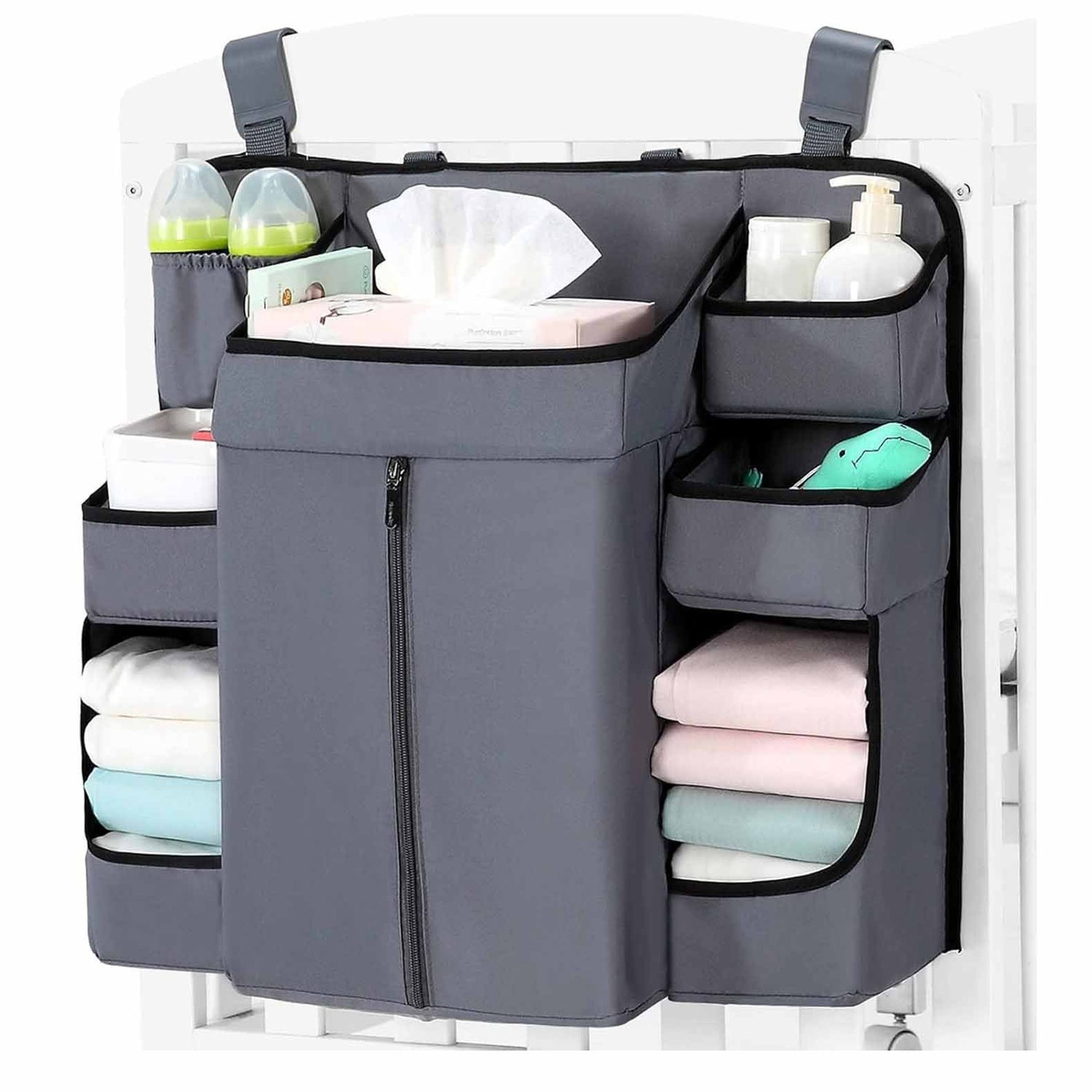 Foldable Baby Cot Storage Hanging Bag - Large Capacity Organiser for Cots and Changing Tables