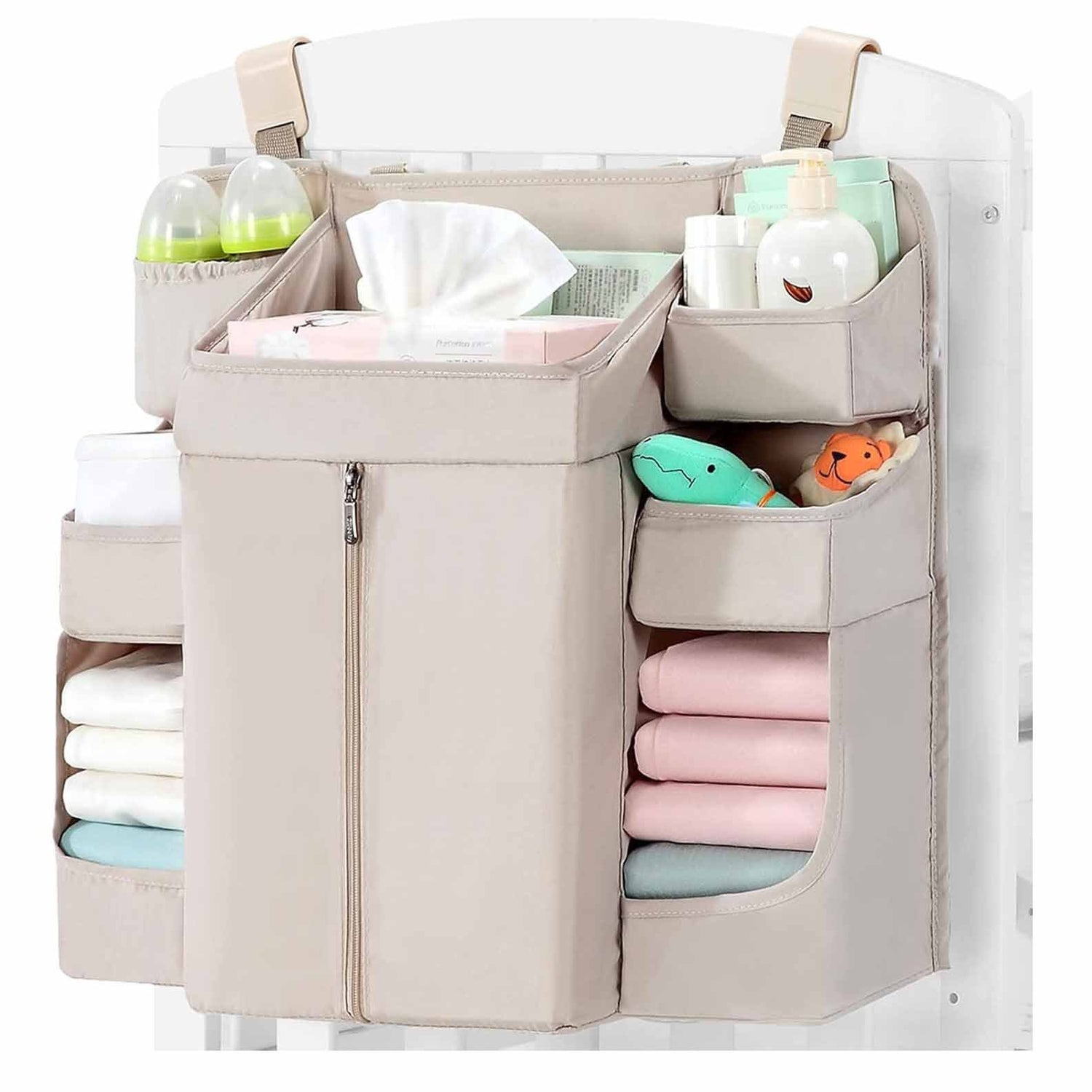 Foldable Baby Cot Storage Hanging Bag - Large Capacity Organiser for Cots and Changing Tables